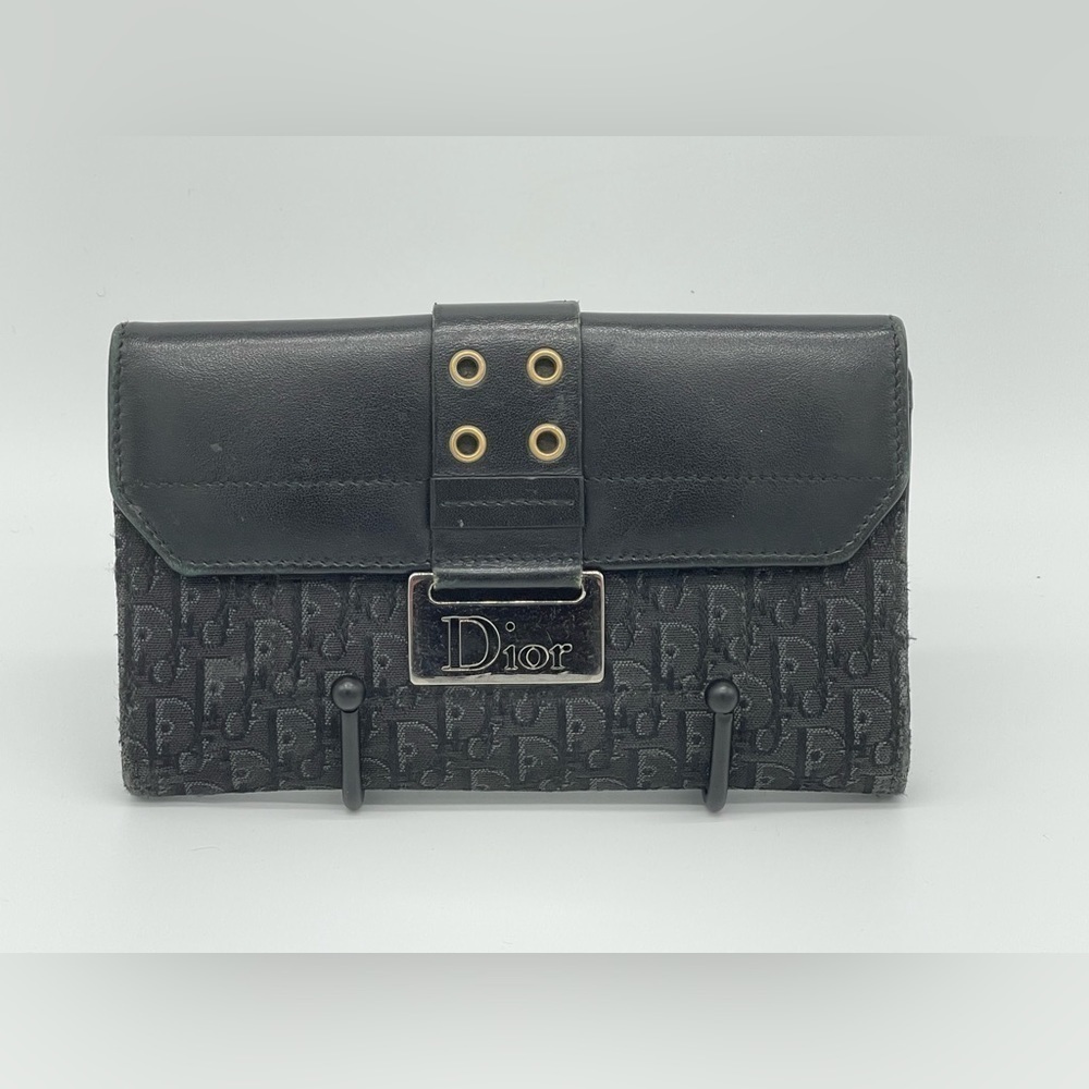 Dior Vintage Monogram Galliano Riveted Double-Sided Long Wallet